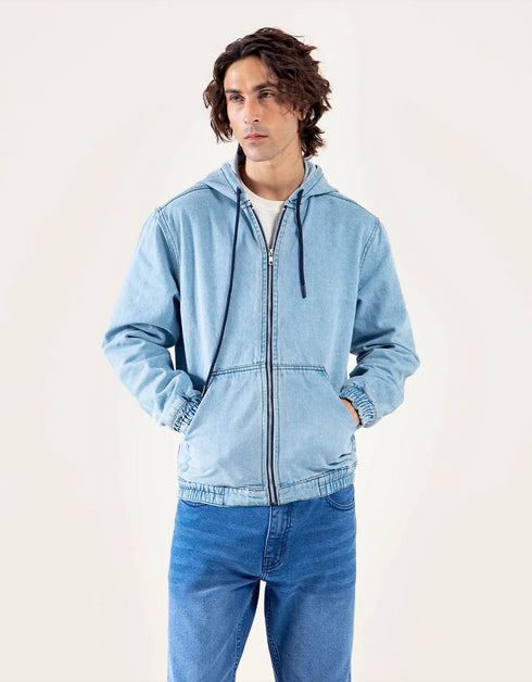 DENIM ZIPPER HOODIE